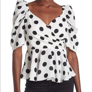 NWT Do + Be Polka Dot Puff Sleeve Blouse